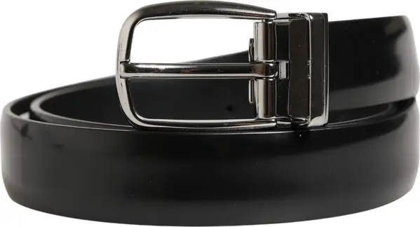 Men Black Classic Leather Metal Buckle Belt