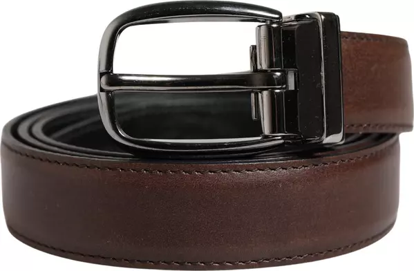 Men Brown Classic Leather Metal Buckle Belt