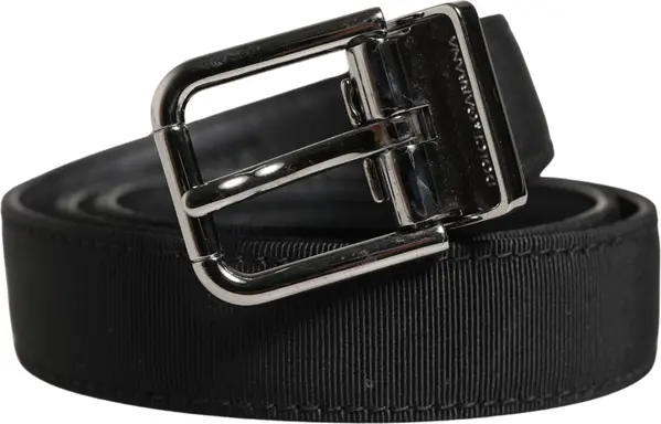Men Black Viscose Leather Metal Buckle Belt