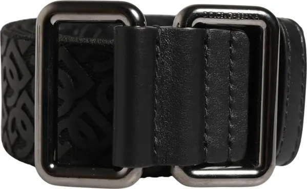 Men Black DG Logo Polyester Metal Buckle Belt