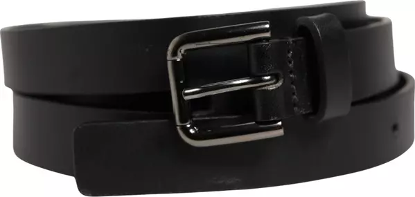Black Double Strap Leather Silver Buckle Belt