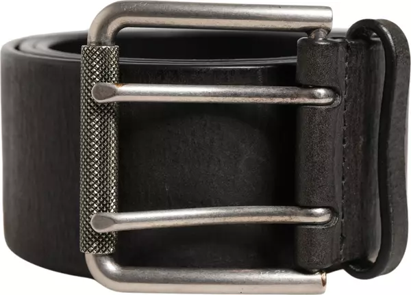 Men Black Classic Leather Metal Buckle Belt