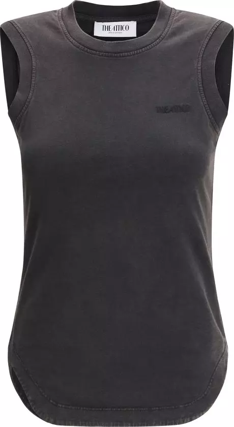 Black Cotton Sleeveles T-Shirt