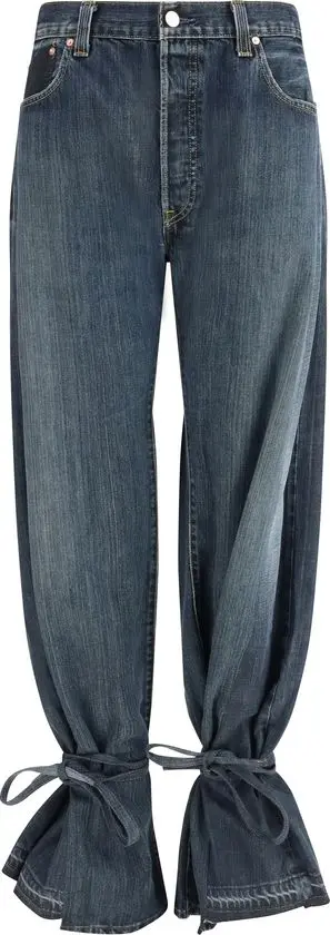 Gray Cotton Straight-Leg Jeans