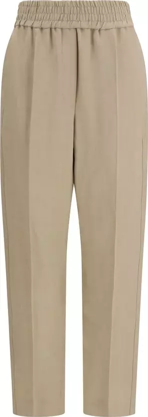 Beige Viscose Casual Pants