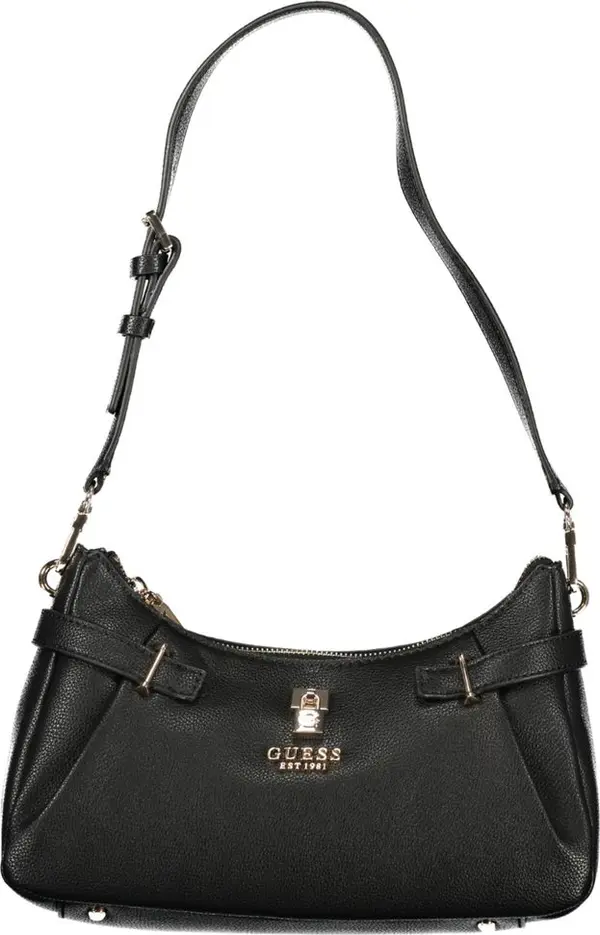 Black Polyurethane Women Handbag