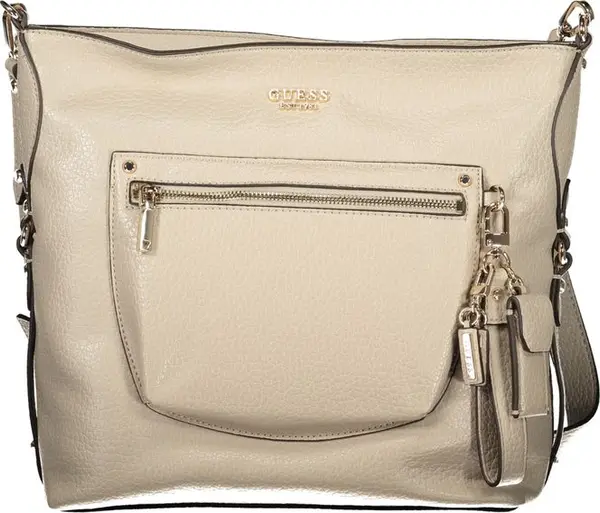 Beige Polyurethane Women's Handbag