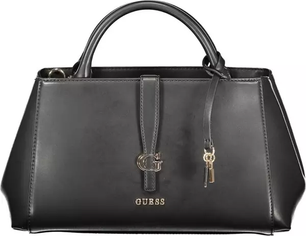 Black Polyurethane Women Handbag
