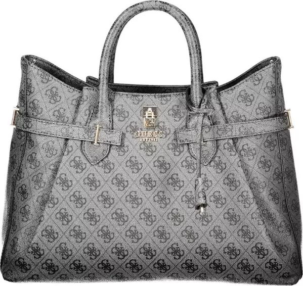 Black Polyurethane Women Handbag