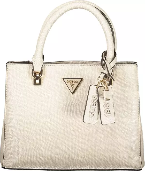 Beige Polyurethane Women Handbag