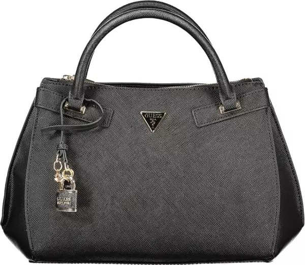 Black Polyurethane Women Handbag