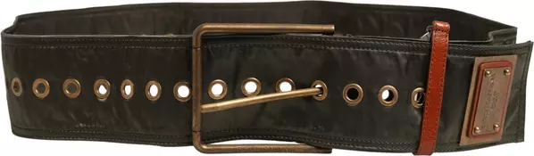 Men Black Wide Leather DG Metal Buckle Belt