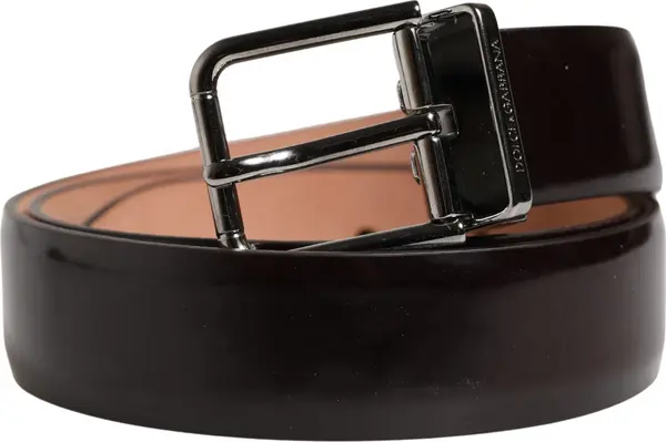 Men Black Calfskin Leather Metal Buckle Belt