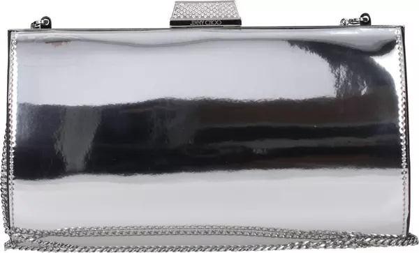 Gray Leather Clutch Bag