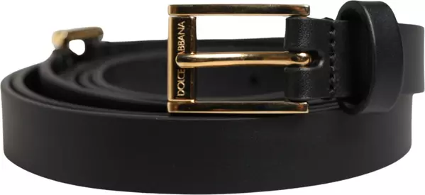 Men Black Leather Classic Metal Buckle Belt
