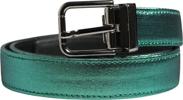 Men Green Lurex Polyester Metal Buckle Belt