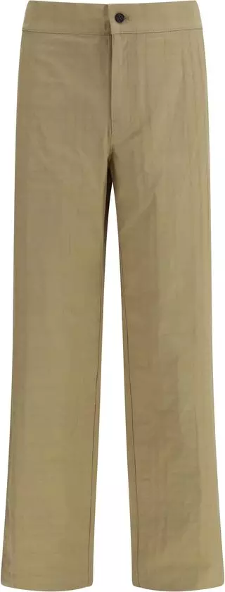 Beige Cotton Casual Pants