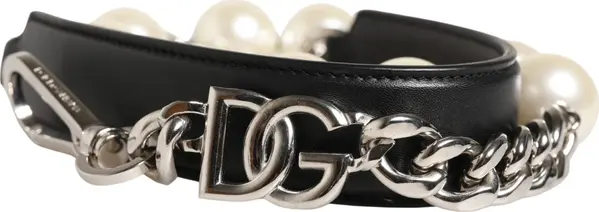 Black Leather Silver Chain Bag Accessory Shoulder Strap