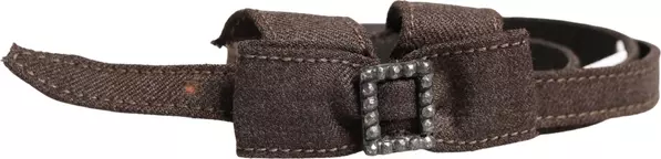 Dark Brown Wool Bow Embellished Buckle Belt