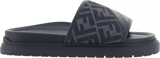 Gray Fabric Flat Sandals
