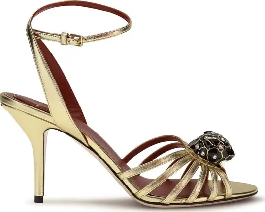 Gold Goatskin Stiletto Heel Sandals
