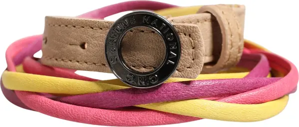 Multicolor Twisted Leather Circle Buckle Belt