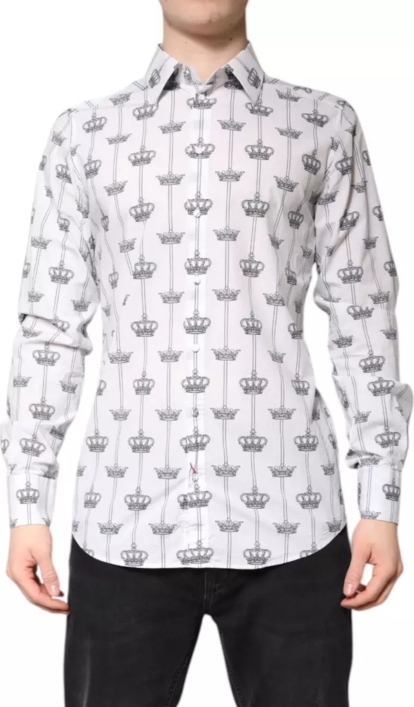 White GOLD Crown Cotton Dress Formal Shirt