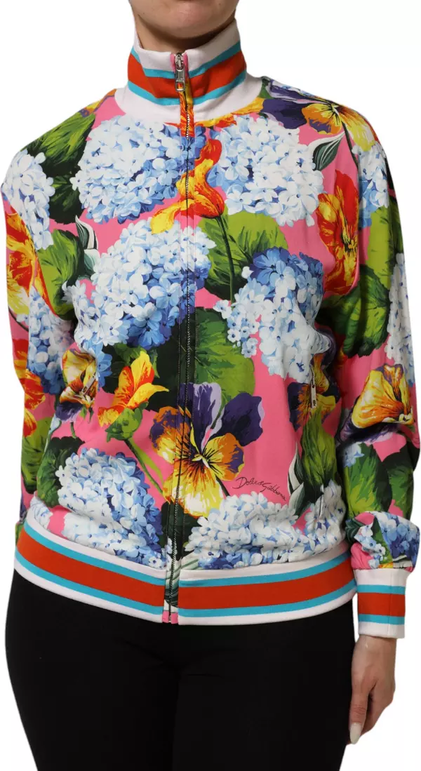 Multicolor Floral Print Zip Cardigan Jacket