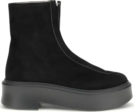 Black Calf Leather Bos Taurus Lace-Up Boots