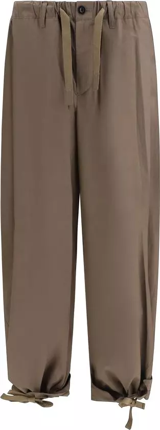Brown Cotton Casual Pants