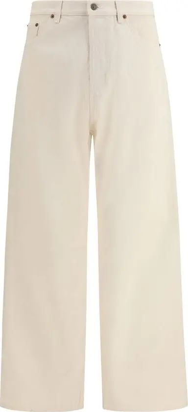 Beige Cotton Casual Pants