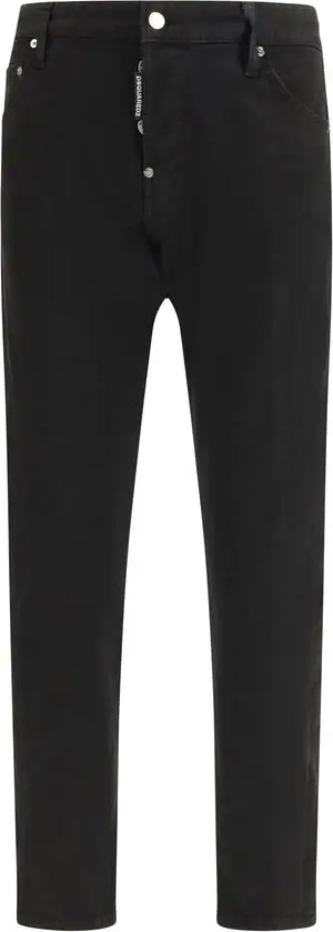 Black Cotton Slim Fit Jeans