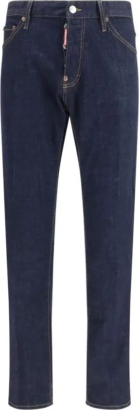 Blue Cotton Straight-Leg Jeans