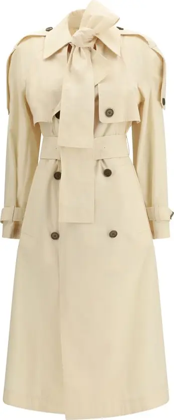 Beige Polyester Trench Coat