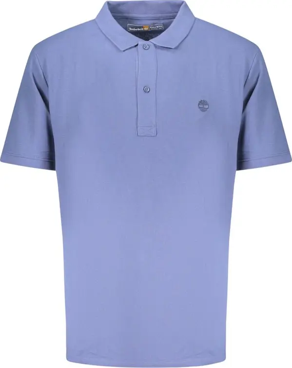 Blue Cotton Men Polo