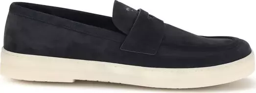 Blue Calf Leather Bos Taurus Slip-On Loafers