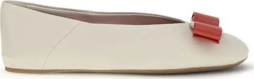 White Calf Leather Bos Taurus Ballet Flats