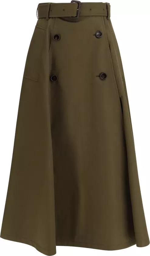 Bicolor Cotton Midi Skirt