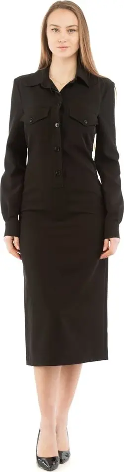 Black Polyester Casual Dress
