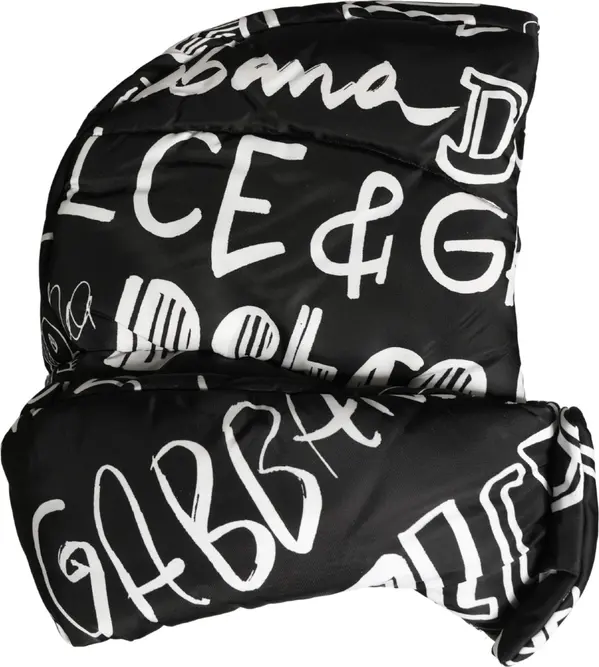Black Logo Print Whole Head Wrap Capello Hat