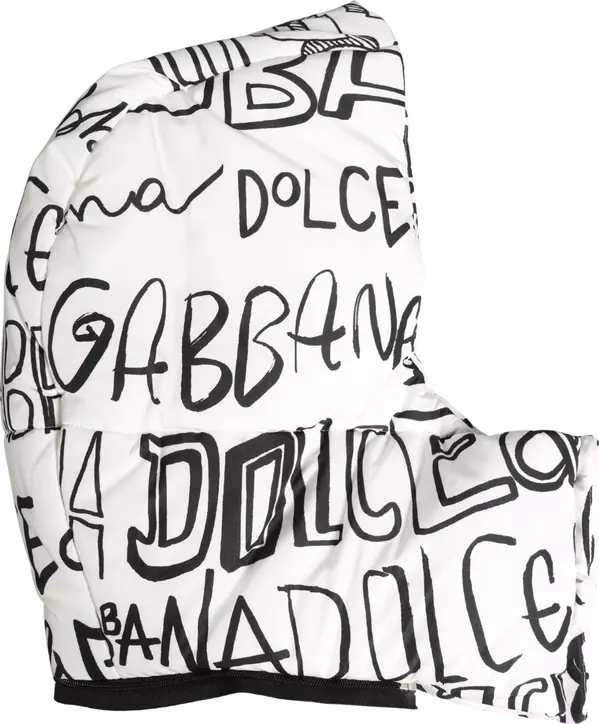 White Logo Print Whole Head Wrap Capello Hat