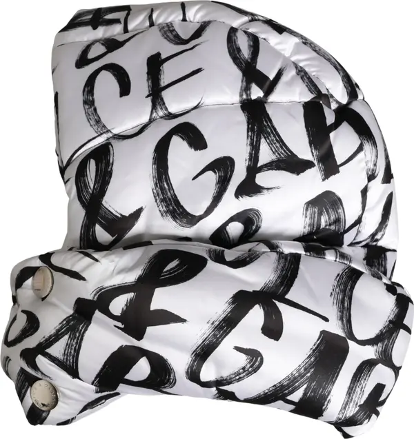 White Logo Print Whole Head Wrap Capello Hat