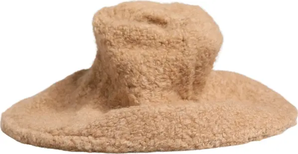 Beige Virgin Wool Fur Women Knitted Capello Hat