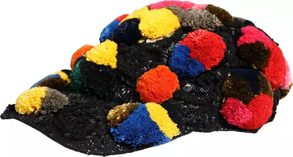 Multicolor Pom Poms Sequin Embellishment Hat