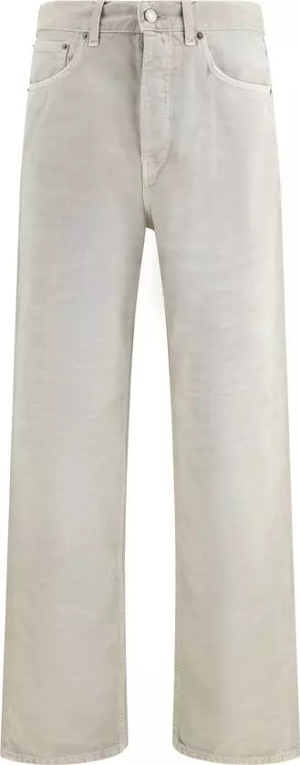 Gray Cotton Straight-Leg Jeans