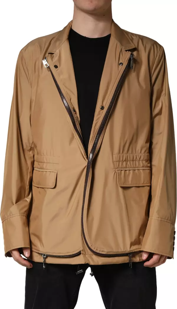 Brown Single Breasted Layered Coat Jacket