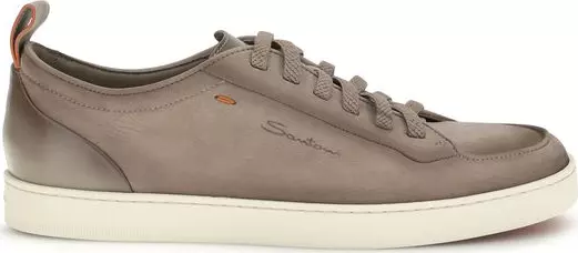 Beige Calf Leather Bos Taurus Low Top Sneakers