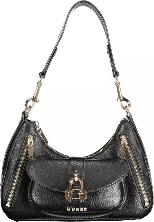 Black Polyurethane Women Handbag