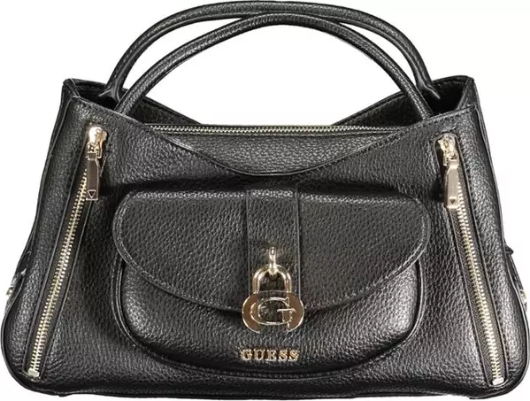 Black Polyurethane Women Handbag