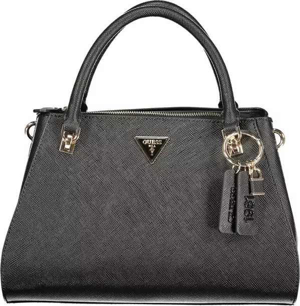 Black Polyurethane Women Handbag
